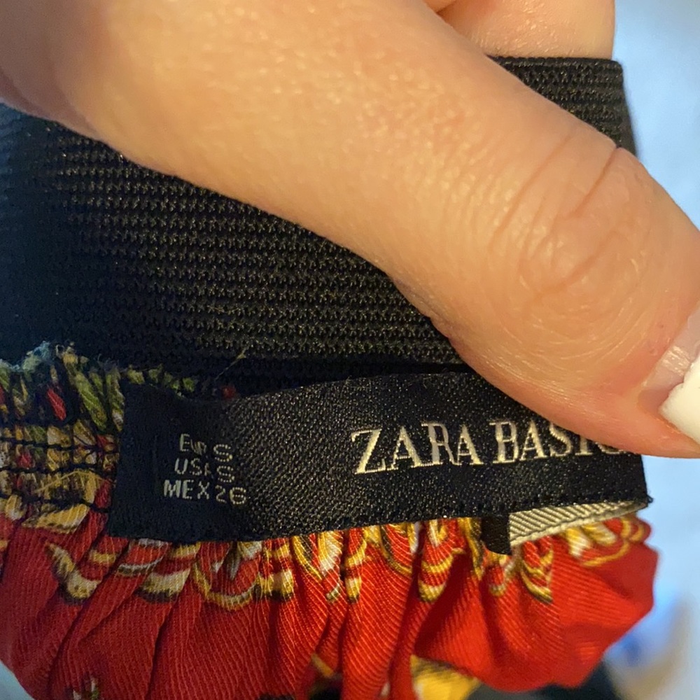 Zara Floral Pleated Asymmetrical Maxi Skirt - Picture 7 of 7